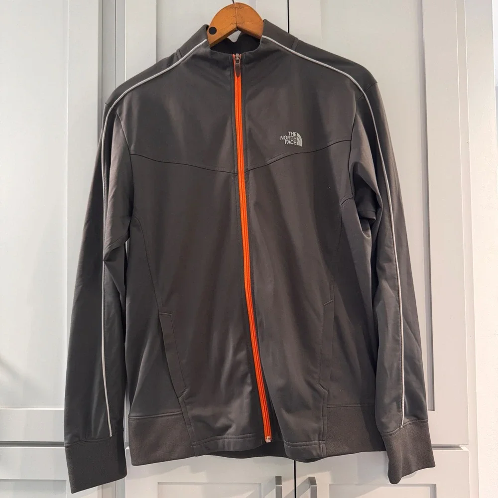 The North Face Mens Gray Orange Full Zip Track Jacket Size Medium